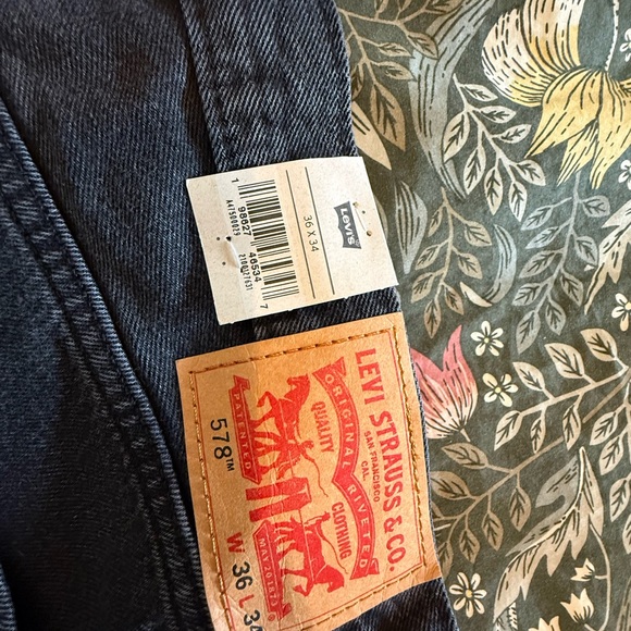 Levi's Charcoal Denim Jeans 578 Baggy 36x34 - Picture 6 of 6